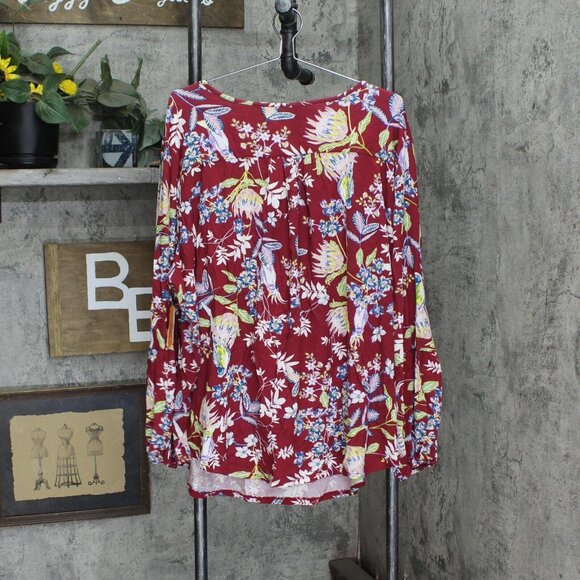 NWT Simply Emma Front Plus Size Knit Blouse Shirt Top 2395-3 3X Burgundy Red - Picture 2 of 6